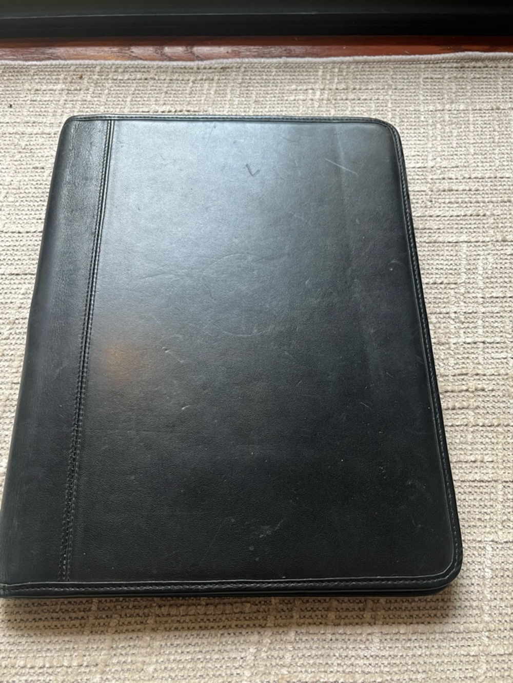 Vintage Coach Black Leather Bi-fold Portfolio Notebook Organizer Padfolio - Picture 6 of 10